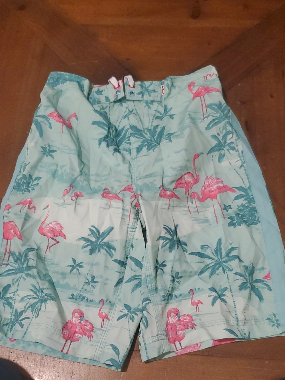 Red Camel Aqua Swim Trunks with Pink Flamingo Print